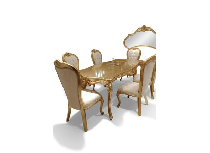 Klassisch Esstisch 200x110cm Gold Luxus Holztisch Ess Küche Neu Design Tische