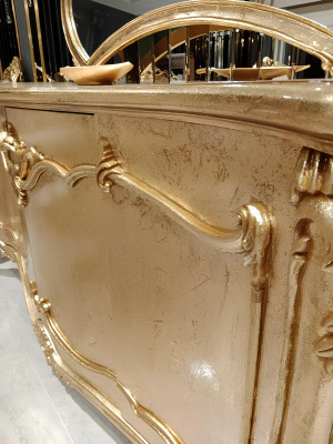 Luxus  Sideboard Anrichte mit Spiegel Garnitur Kommode Holz Kommoden Klassische
