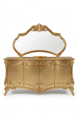 Luxus  Sideboard Anrichte mit Spiegel Garnitur Kommode Holz Kommoden Klassische