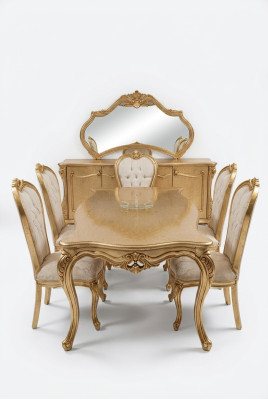 Komplett Set 4x Stühle Klassisch Garnitur Esszimmer Holz Design Stühle Neu
