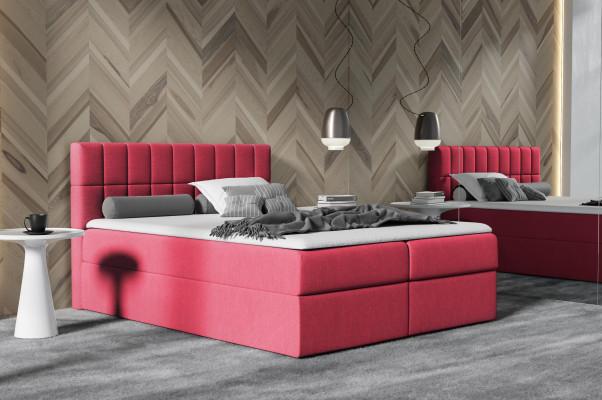 Bett Rosa Stoff Boxspringbett Textil Design Doppel Hotel Modern mit Bettkasten
