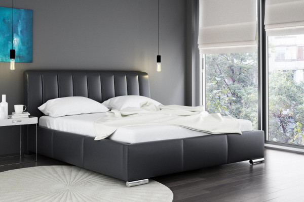 Bett Doppelbett Möbel Bettrahmen Stoff 160x200 Textil Polsterbett Grau Betten