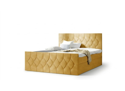Polsterbett Betten Bett Polster Designer Boxspring Luxus Design Gelb 200x200 Neu
