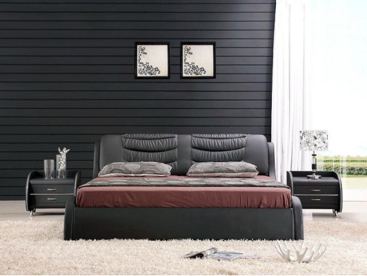Designer Bett Schlafzimmer Betten Leder Hotel Luxus Polster Italienische