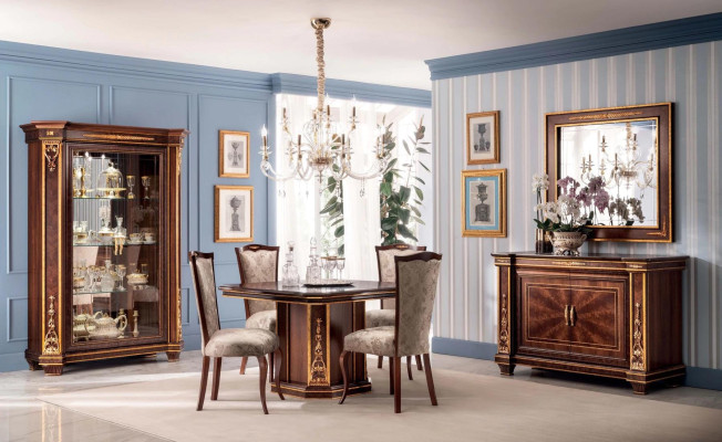 Vitrine Schrank Vitrinen Wohnzimmer Schau Schränke Design Rokoko Barock Holz neu