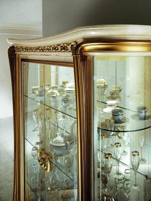 Vitrine Vitrinen Schrank Glasschrank Wohnzimmer Regal Rokoko Barock Echtes Holz