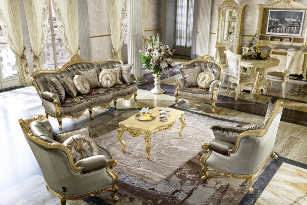 Möbel Set Garnitur Esstisch 4 Stühle Luxus Esszimmer Möbel Gruppe Italien 5tlg