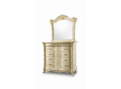 Kommoden Set Italienische Möbel 2tlg. Massivholz Kommode mit Spiegel Sideboard