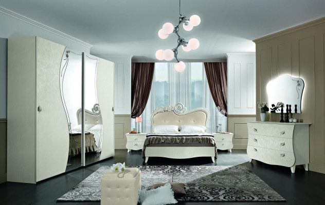 Komplett Set Bett Nachttisch Kommode Neu Design Schlafzimmer 5 tlg. Schlafzimmer