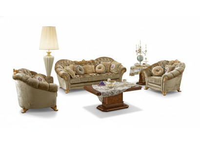 Luxus Möbel Sofagarnitur Couch Sofa Barock Rokoko Polster 3+1+1 Sitzer Holz 3tlg
