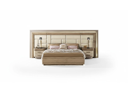 Schlafzimmermöbel Bett Massiv Beige Italienische Möbel Holz Doppelbett