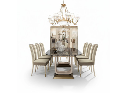 Tisch Esstisch Holz Esszimmer Garnitur 6x Stuhl Set Stühle Lehn Gruppe Italien