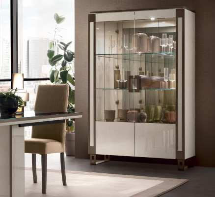 Vitrine 2 Tür Schrank Vitrinen Wohnzimmer Schränke Design Schrank Möbel Glas Neu