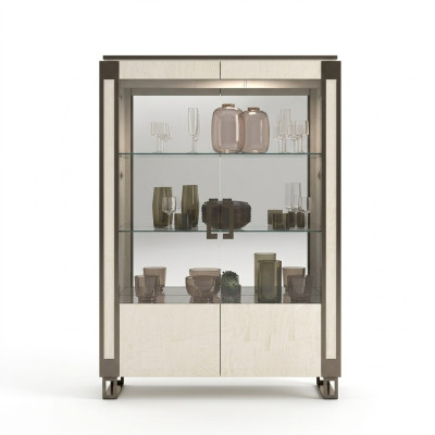 Vitrine 2 Tür Schrank Vitrinen Wohnzimmer Schränke Design Schrank Möbel Glas Neu