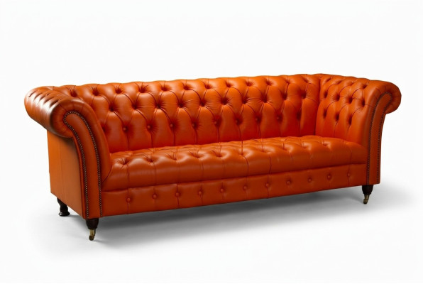Designer Sofa 3 Sitzer Chesterfield Couch Polster Sofas Design Orange Sofort