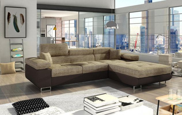 Ecksofa L-Form Wohnlandschaft Designer Sofa Couch Polster Sitz Garnitur Textil