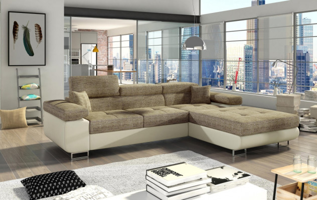 Ecksofa L-Form Wohnlandschaft Designer Sofa Couch Polster Sitz Garnitur Textil