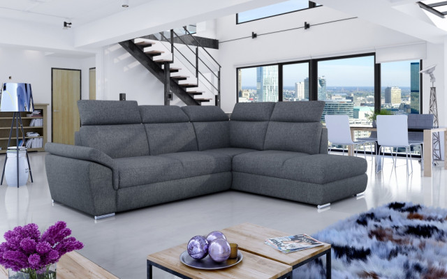 Stoff Ecksofa L-Form Sofa Couch Design Polster Modern Textil Bettfunktion neu