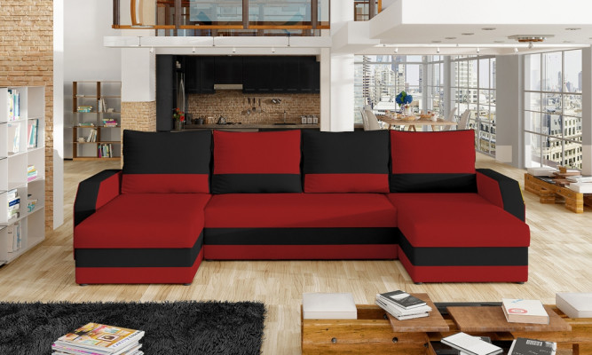 Eck Stoff Ecksofa U-Form Sofa Couch Design Couch Polster Textil Modern Textil