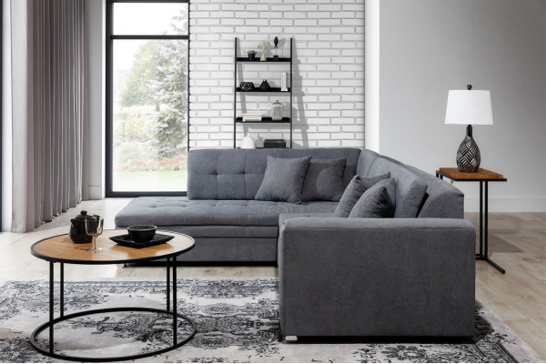 Ecksofa L-Form Designer Wohnlandschaft Sofa Couch Polster Sitz Garnitur Textil