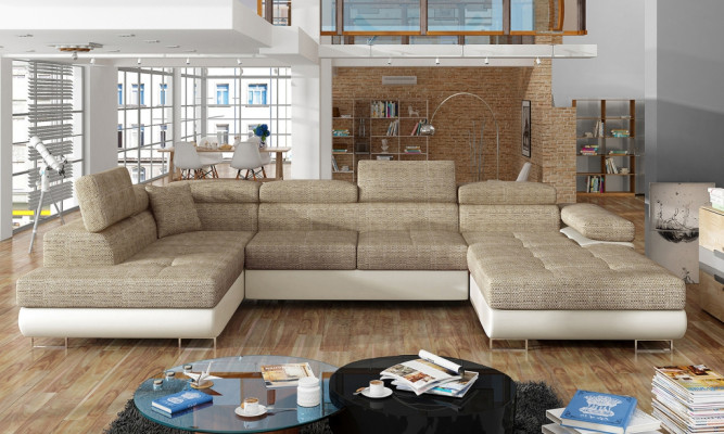 Stoff U-Form Couch Wohnlandschaft Ecksofa Garnitur Modern Design Sofa Modern Neu
