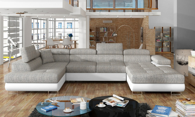 Stoff U-Form Couch Wohnlandschaft Ecksofa Garnitur Modern Design Sofa Modern Neu