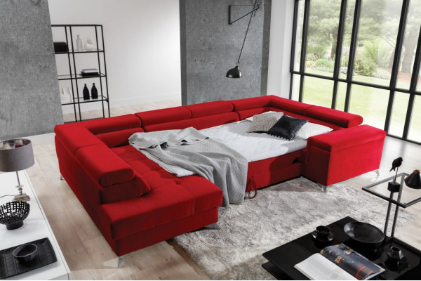 Ecksofa U-Form Sofa Couch Design Polster Schlafsofa Bettfunktion Wohnlandschaft