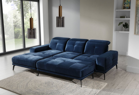 Designer Sofa Couch Ecksofa Textil Polster Garnitur Wohnlandschaft L-Form Blaue