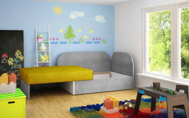 Kindersofa Couch Ecksofa Polstersofa Schlafsofa Schlaffunktion Bettkasten Zimmer