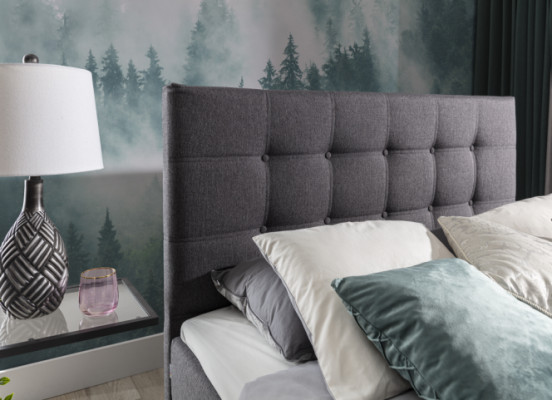 Komplett Set Matratze & Topper Boxspring Bett Polster Betten Textil Stoff