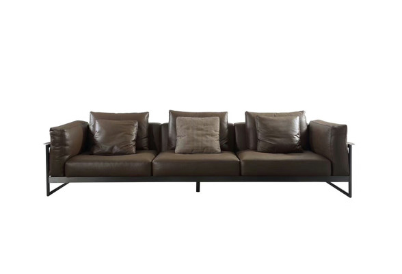 Exklusive Sofagarnitur 3+2 Sitzer Leder Hocker Polster Wohnzimmer Garnitur