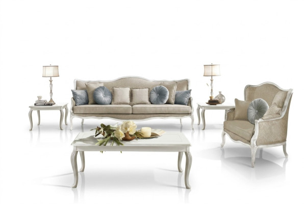 Italienische Möbel 3 Sitzer Klassische Barock Rokoko Sofa Textil Stoff Couch Neu