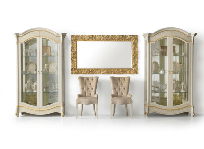 Klassische Wohnzimmer Möbel Weiß Gold Holz Schaufenster Vitrine Schrank Möbel