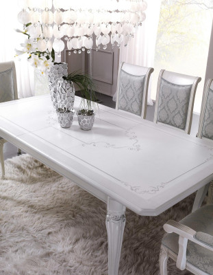 Klassische Esszimmer Set Tisch + 6 Stühle Garnitur Tische Gruppe Stuhl Textil