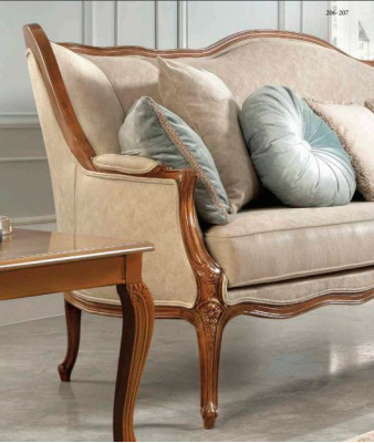 Sofagarnitur 6tlg. Klassische Möbel Sofa Sessel Beistell Tisch Couchtisch Holz