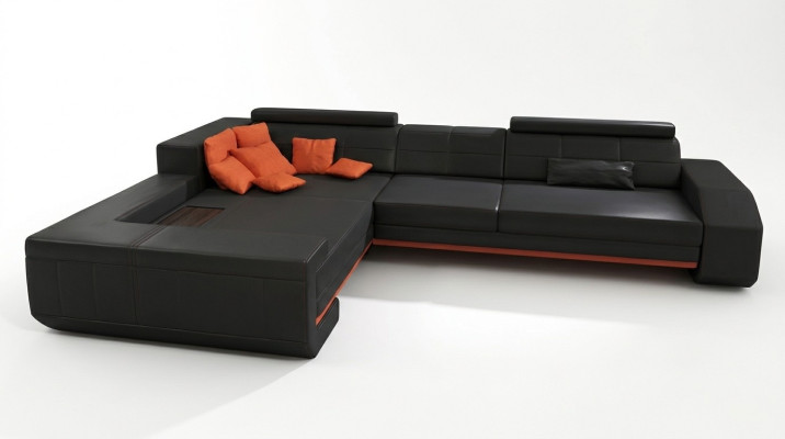 Sofa L-Form Ledersofa Couch Wohnlandschaft Garnitur Design Ecksofa