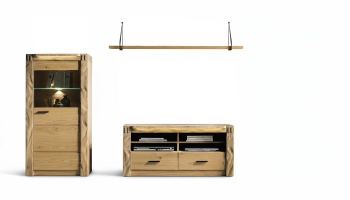 Wohn Wand Wohnzimmer Vitrine Kommode Regal 3tlg. Set Regale Schränke