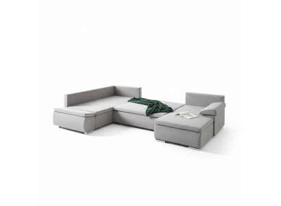 Stoff U-Form Couch Wohnlandschaft Ecksofa Garnitur Design Modern Sofa