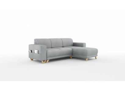 Design Ecksofa L-Form Sofa Couch Bettfunktion Schlafsofa Polster Textil