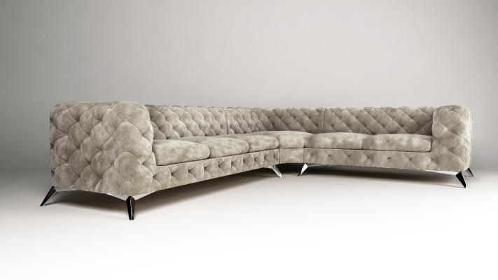 Samt Ecksofa Chesterfield Sofa Polstergarnitur Couch Wohnlandschaft