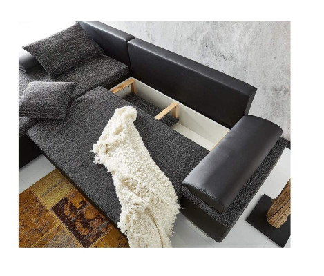 Ecksofa L-Form Sofa Couch Design Schlafsofa Polster Bettfunktion Textil