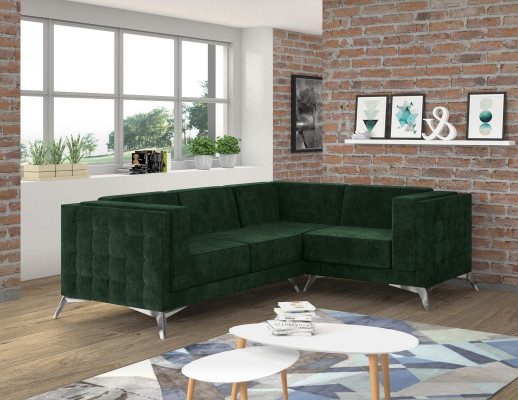 Ecksofa L Form Sofa Couch Design Couchen Polster Textil Modern Eck Garnitur Grün