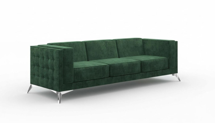 Dreisitzer 3 Sitzer Couch Polster Sofa Textil Stoff Chesterfield Couch Garnitur