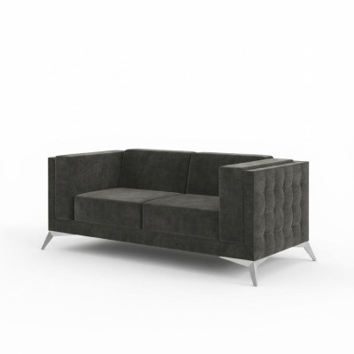Chesterfield Couch Sofa Polster 2 Sitzer Couchen Sitz Garnitur Sofas Grau Neu