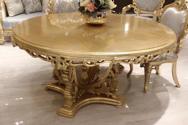 Luxus Esstisch Rund Design Tisch klassische Esszimmer Tische Möbel Gold Neu