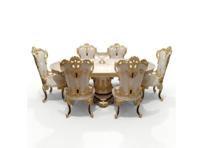 Garnitur Esszimmer Stuhl Set 6x Stühle Luxus Möbel Gruppe Sessel Sitzgarnitur