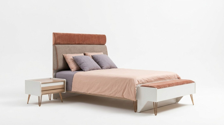 Kinderzimmer Set Bett + Nachttisch + Bank Modern Set Bett 3tlg. Bank Komplett