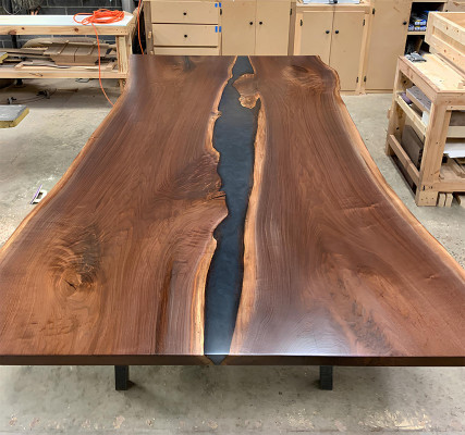 Flusstisch Esstisch River Table Massiv 240x100 Epoxidharz Meer Waterfall