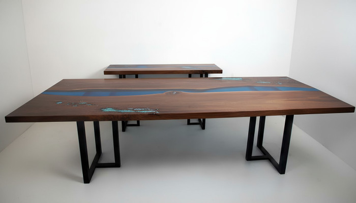 Esstisch River Table Echtes Holz Massiv Epoxidharz Tische 260x100 Neu