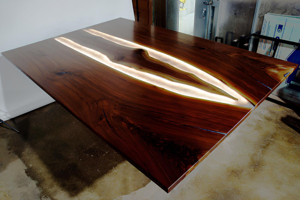 Epoxid harz esstisch echtes holz massive möbel wasserfall epoxy tisch giessharz